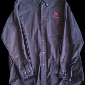 Men's DODGE CHRYSLER  Black Button-Up Shirt Large
